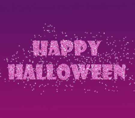Fioletowa kartka z brokatowym napisem szczęśliwego Halloween